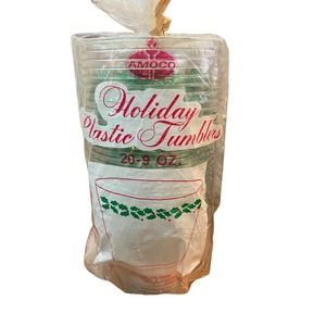 Vintage Amoco holiday plastic tumblers